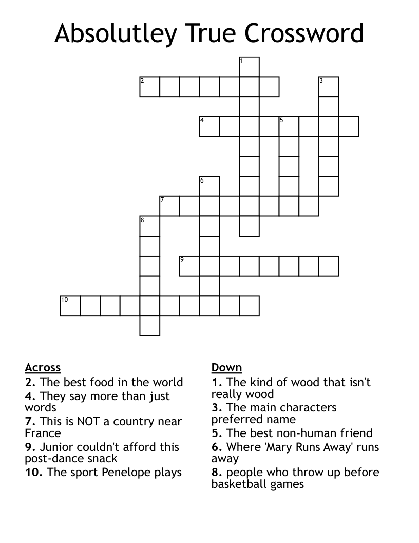 Absolutley True Crossword