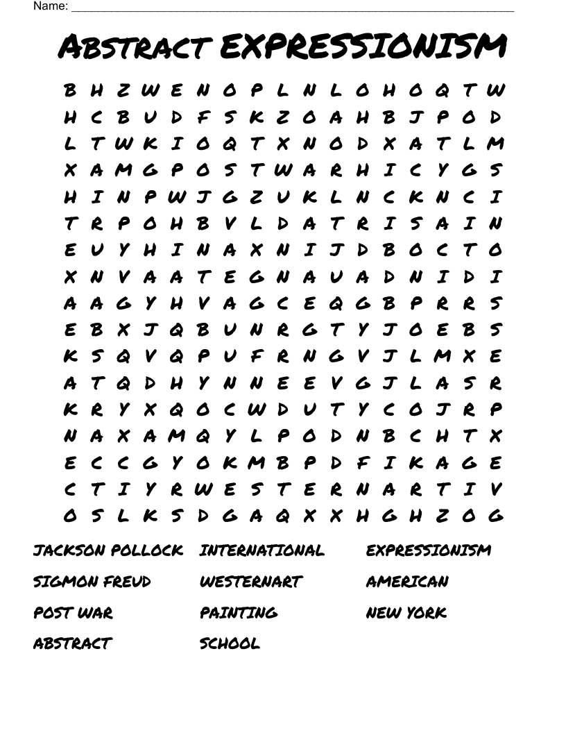 Abstract EXPRESSIONISM Word Search