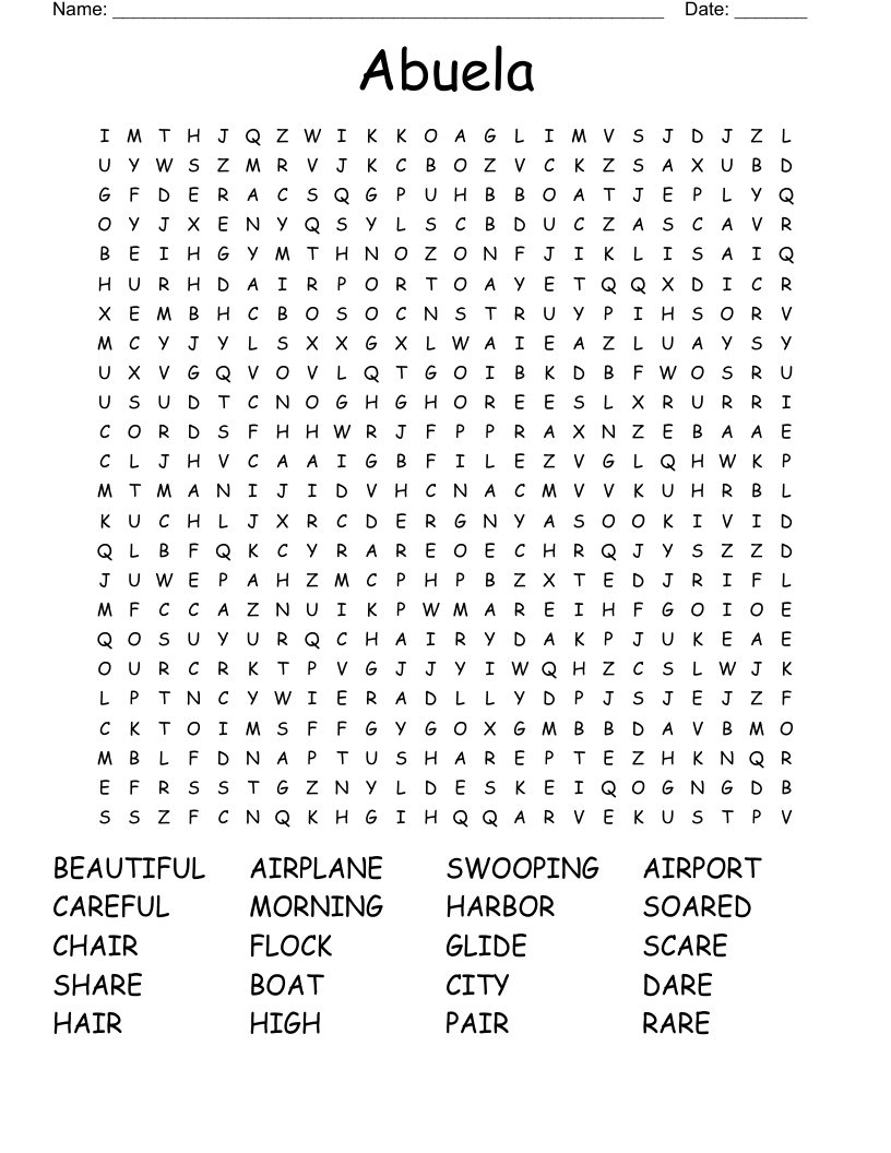 Abuela Word Search