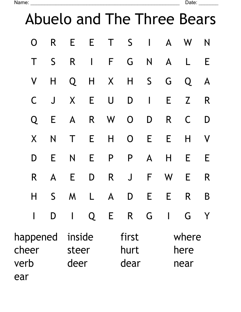 Abuelo and The Three Bears Word Search