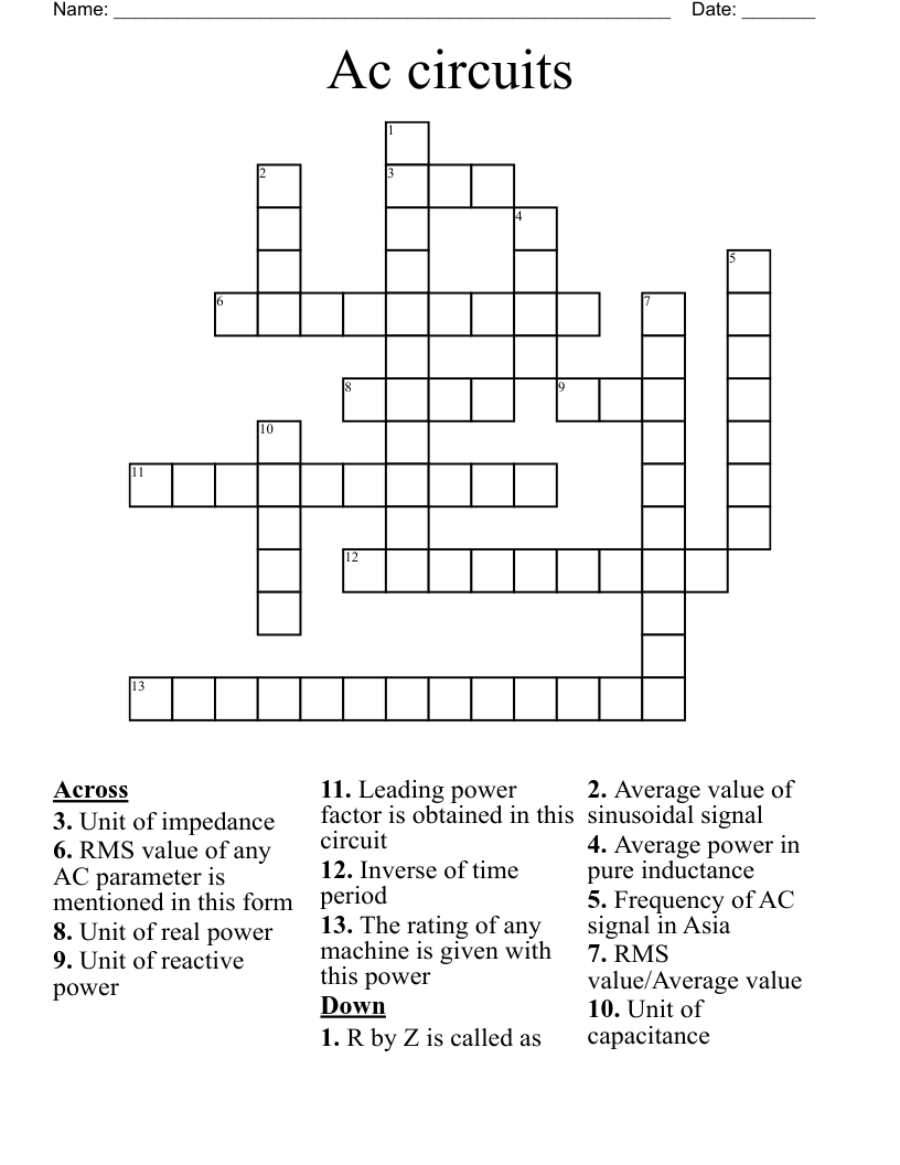 Ac circuits Crossword