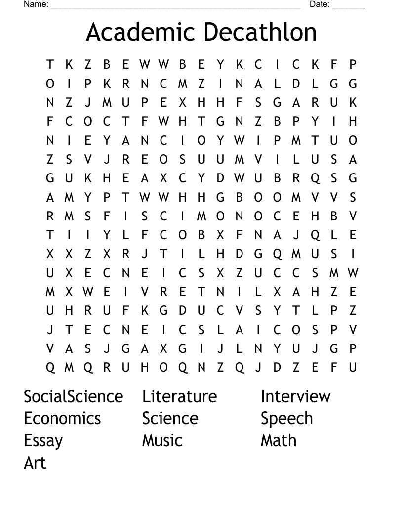 Academic Decathlon Word Search