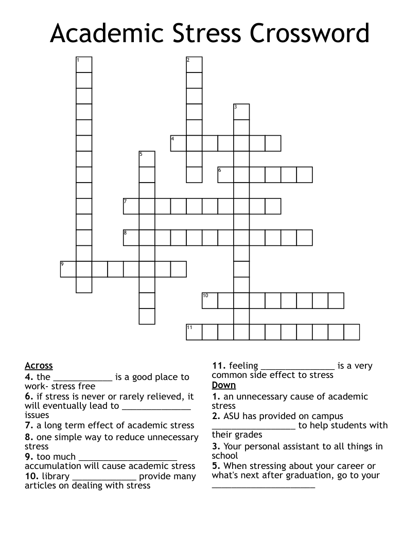 Academic Stress Crossword