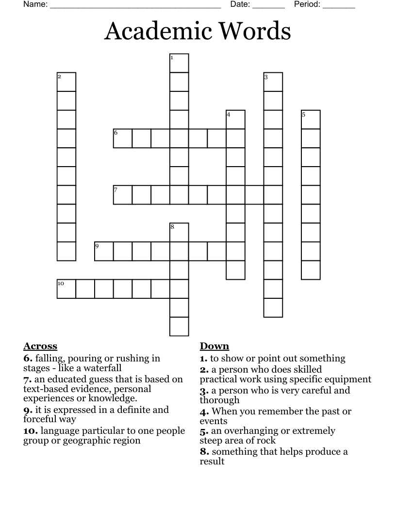 Academic Words Crossword