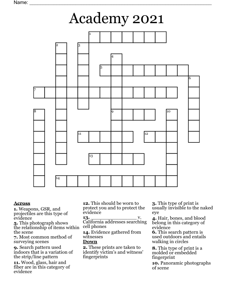 Academy 2021 Crossword