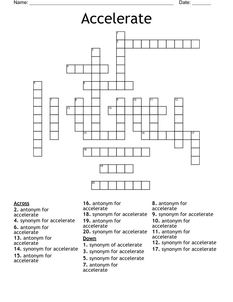 Accelerate Crossword