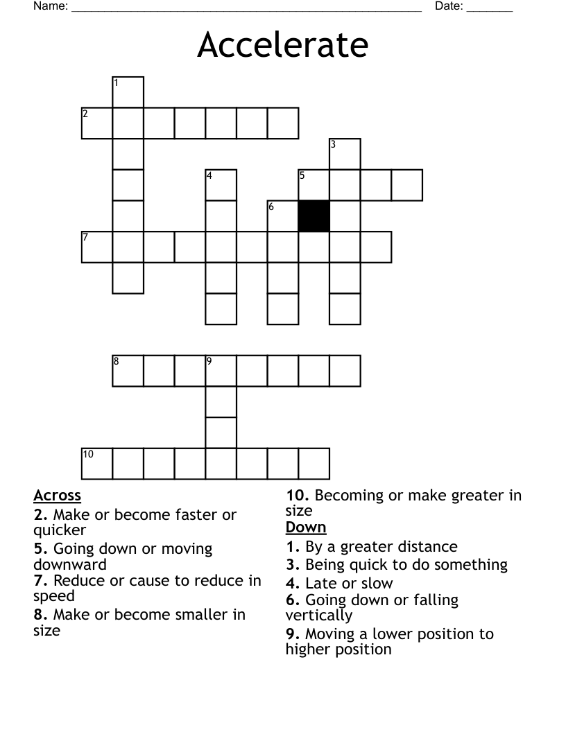 Accelerate Crossword