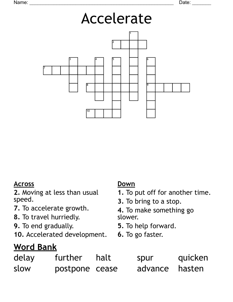 Accelerate Crossword