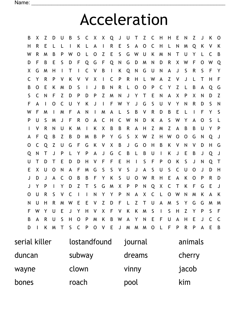 Acceleration Word Search