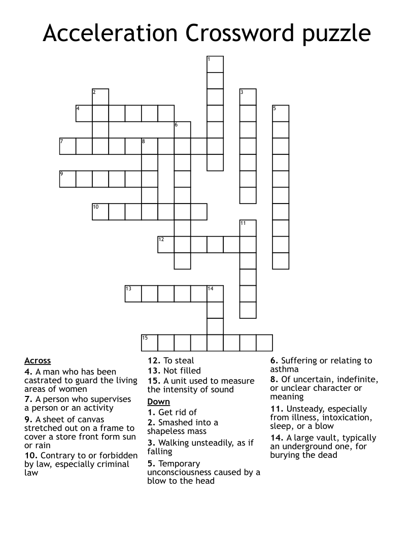 Acceleration Crossword puzzle