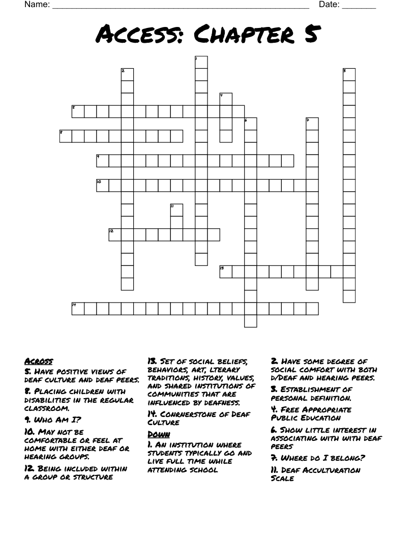 Access: Chapter 5 Crossword