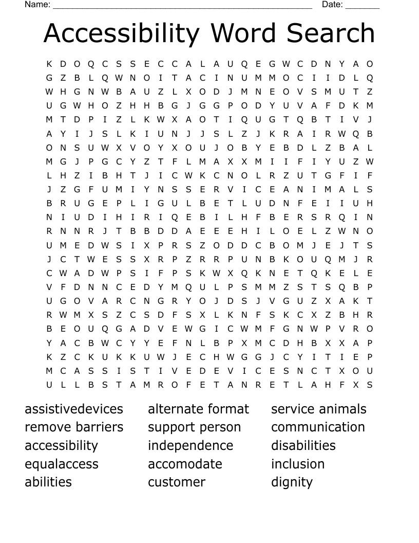 Accessibility Word Search