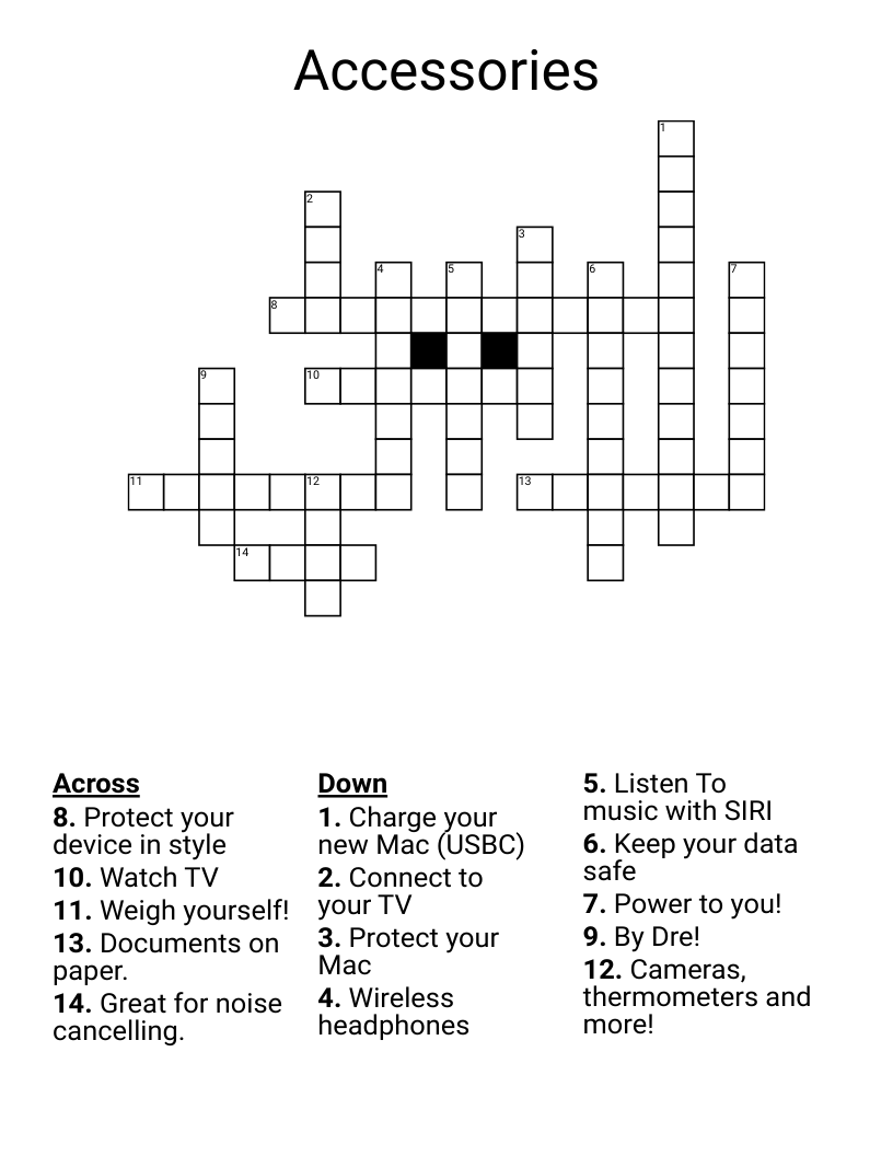 Accessories Crossword