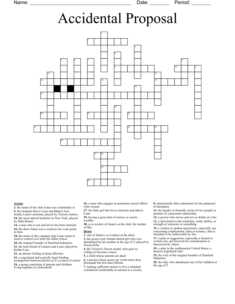Accidental Proposal Crossword