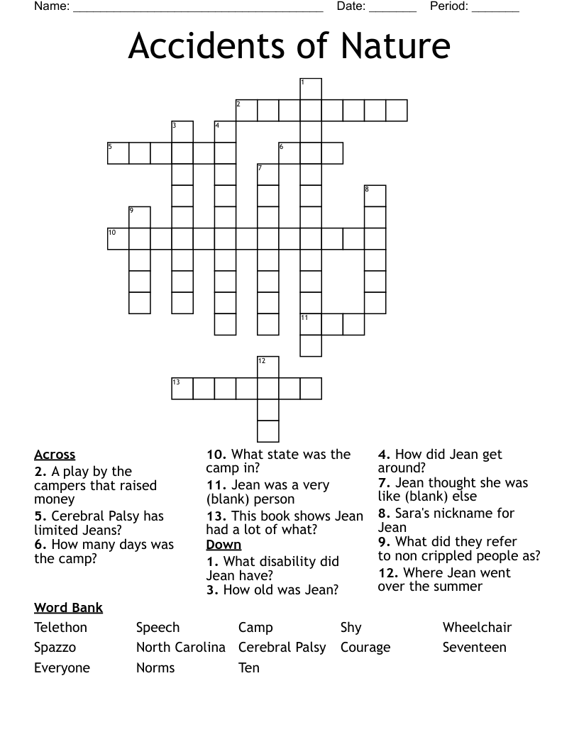 Accidents of Nature Crossword