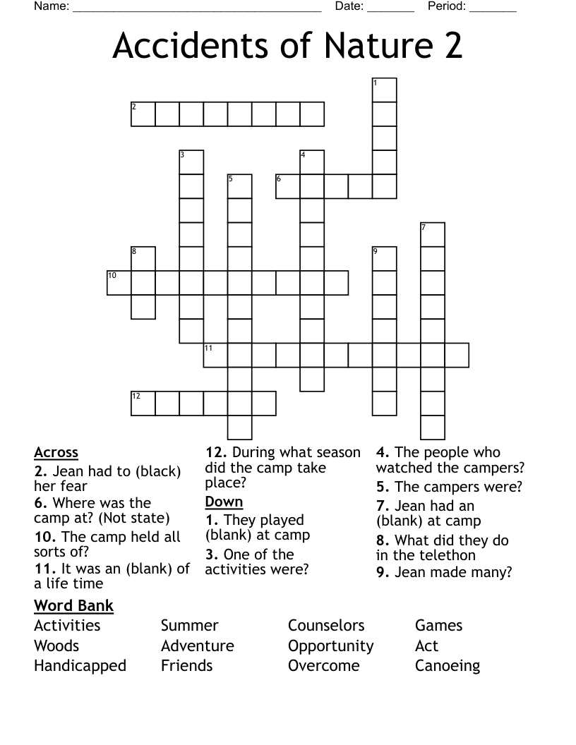 Accidents of Nature 2 Crossword