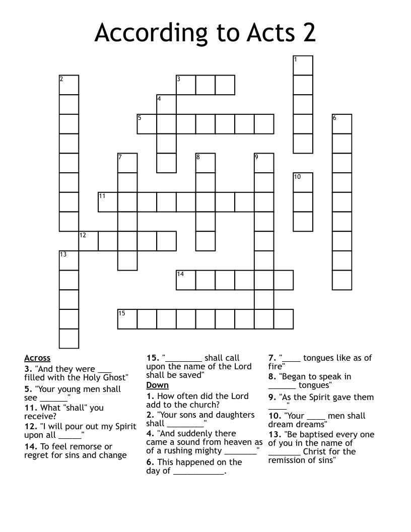 According to Acts 2 Crossword