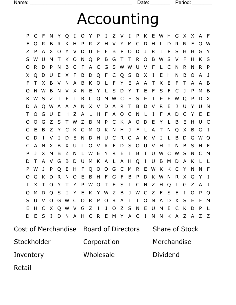 Accounting Word Search