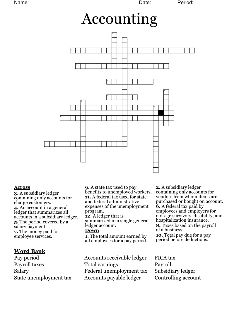 Accounting Crossword