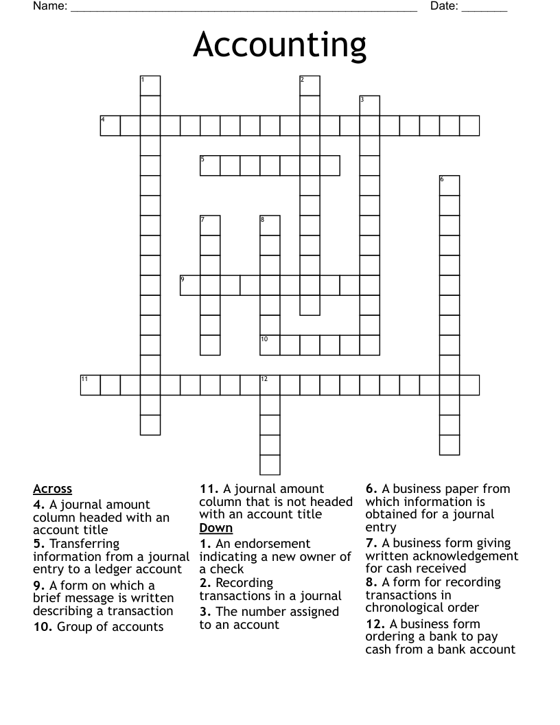 Accounting Crossword