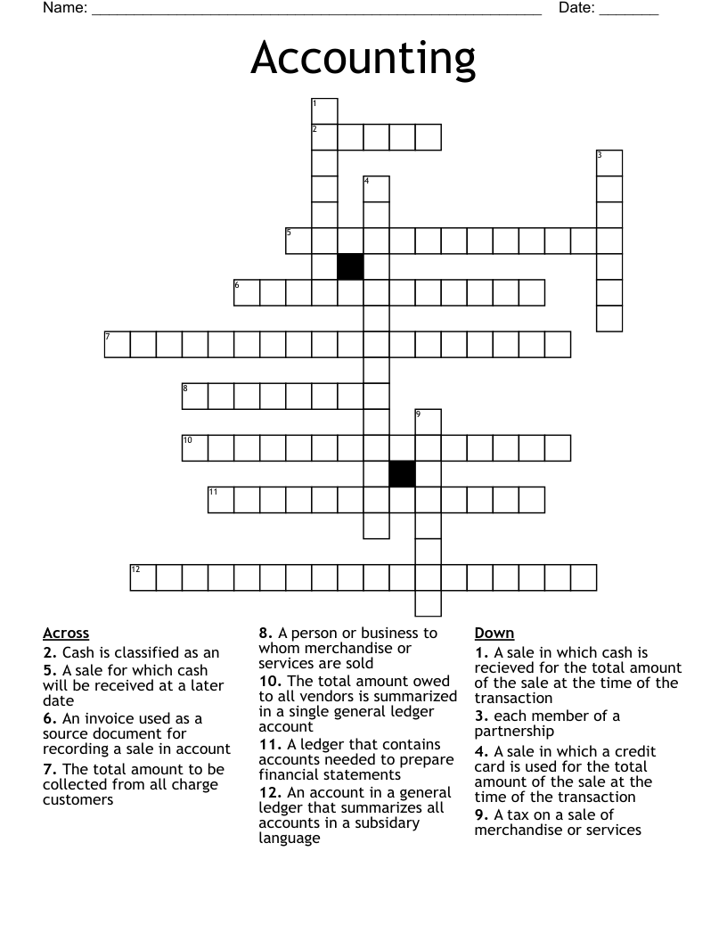Accounting Crossword