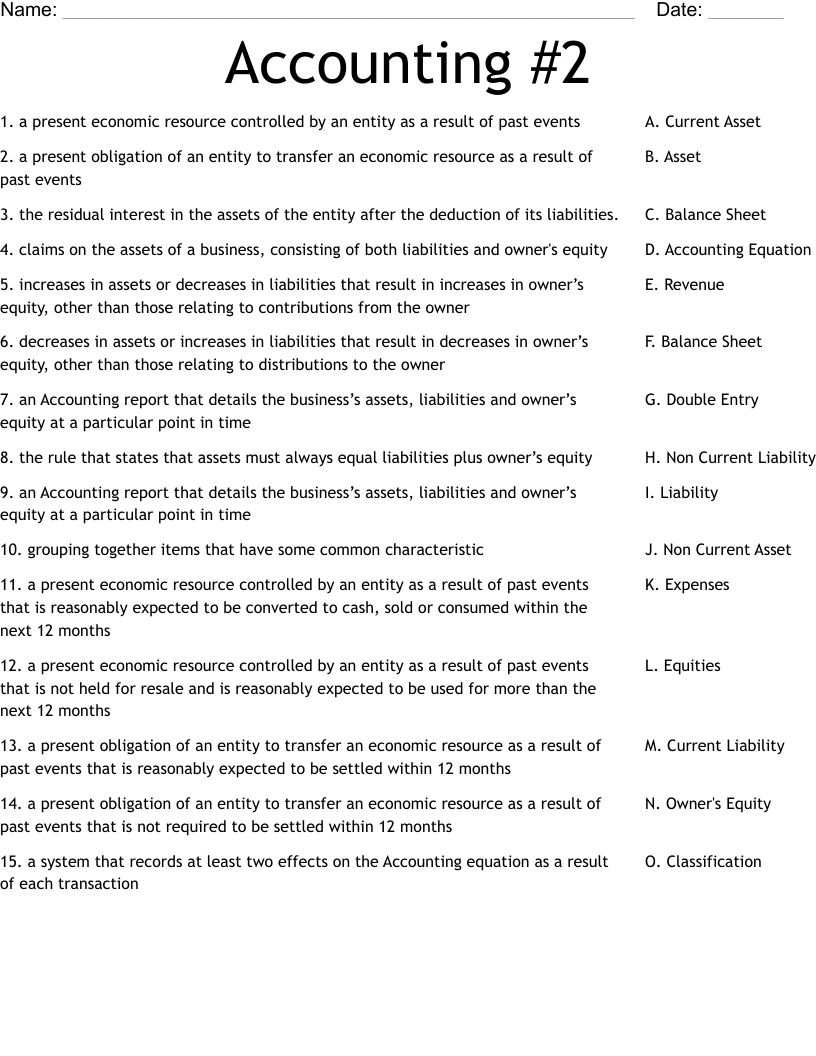 Accounting #2 Worksheet