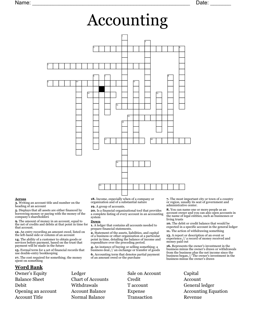 Accounting Crossword