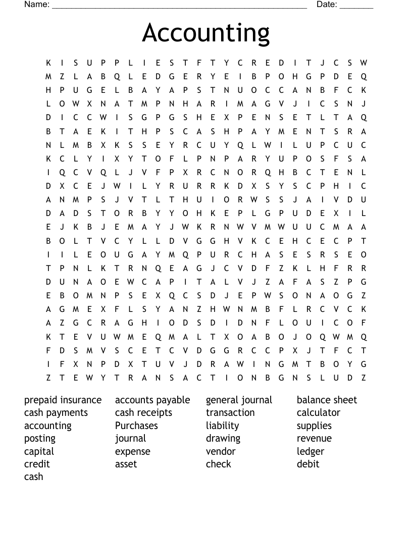 Accounting Word Search