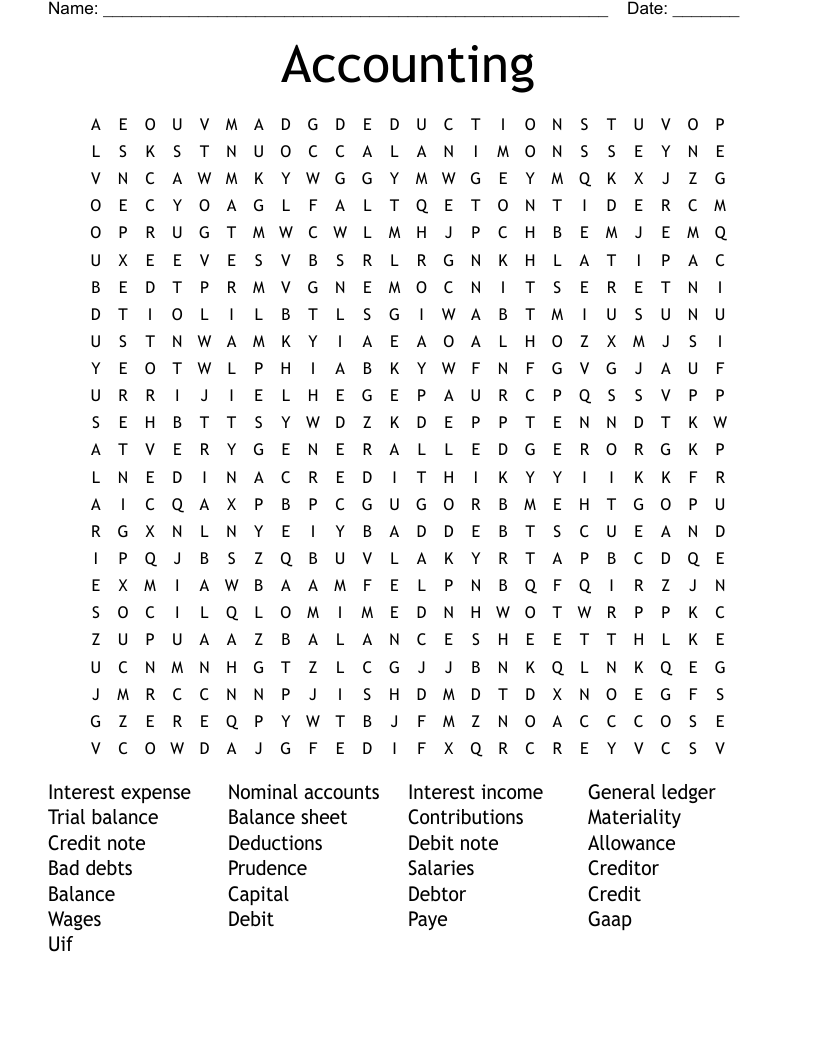 Accounting Word Search