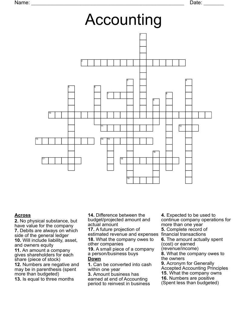 Accounting Crossword