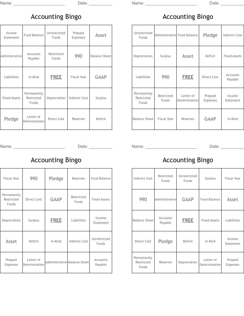 Accounting Bingo