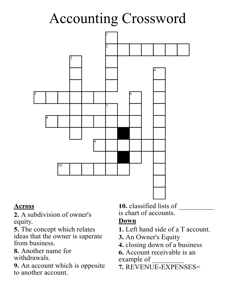 Accounting Crossword