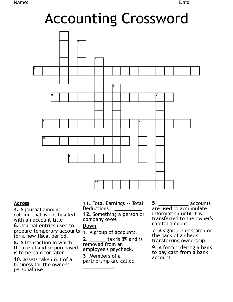 Accounting Crossword