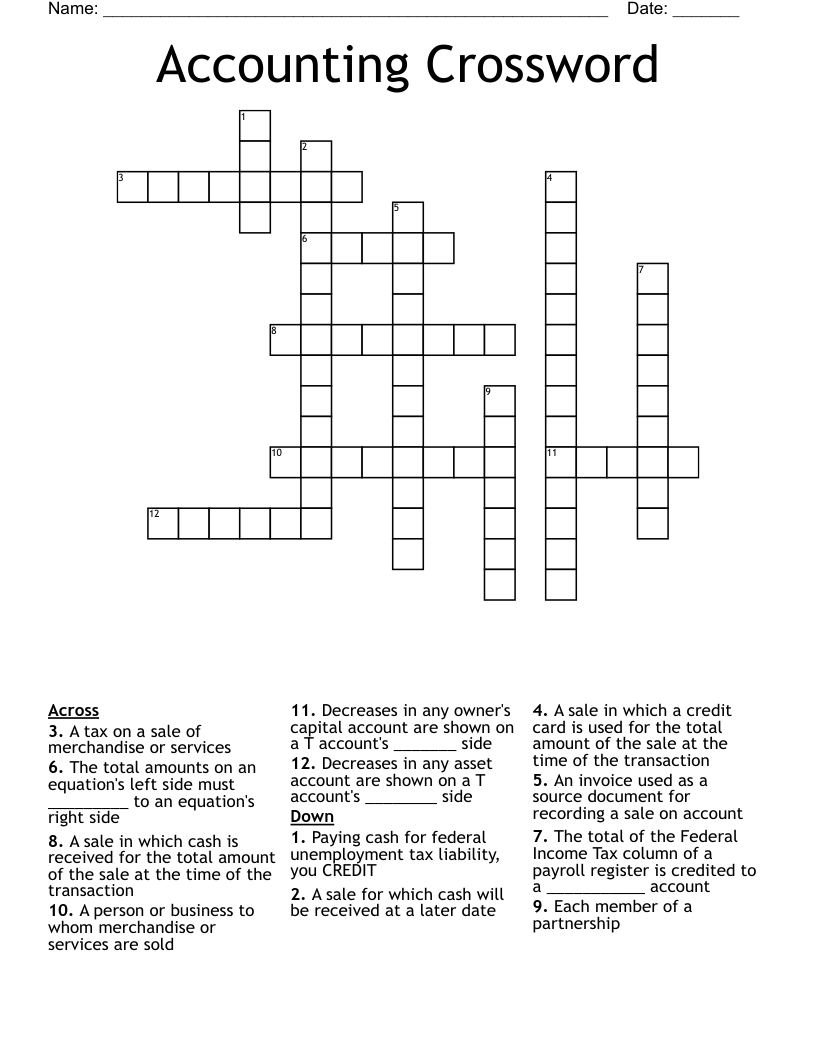 Accounting Crossword