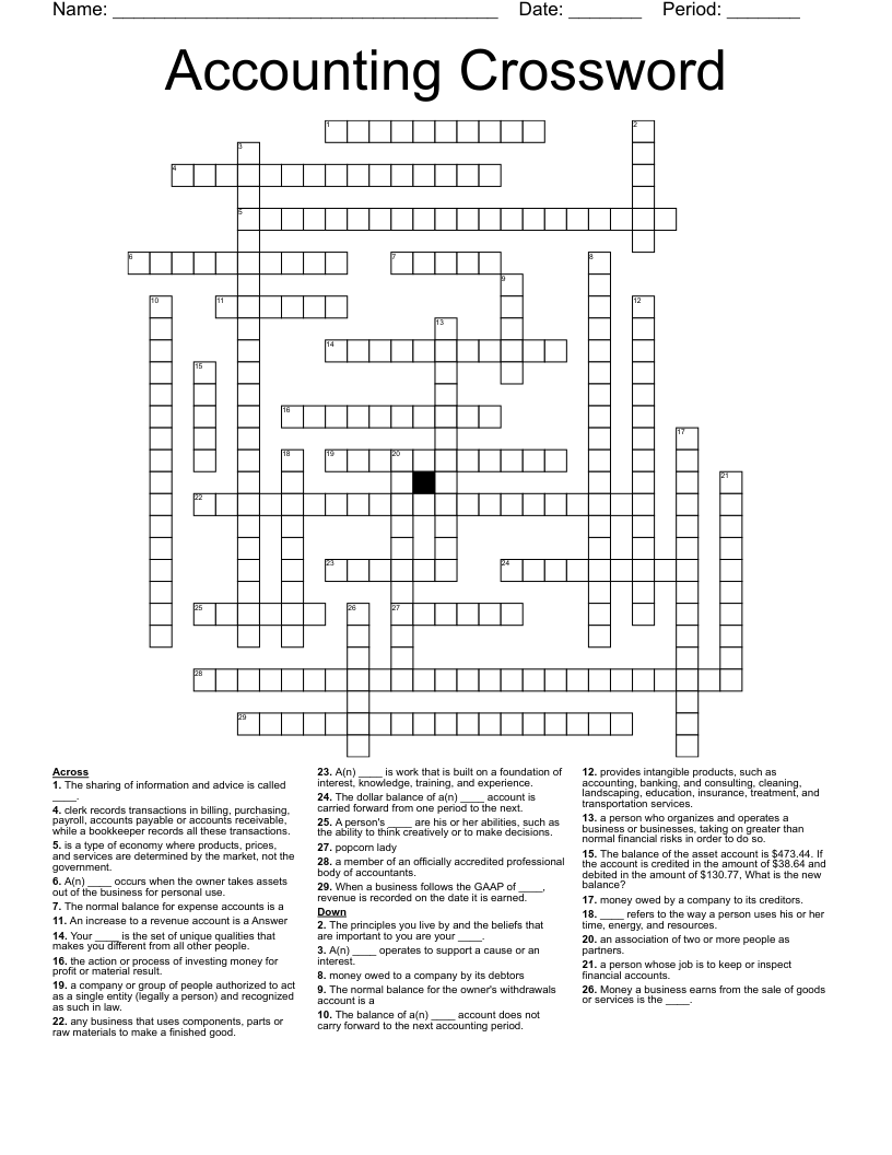 Accounting Crossword