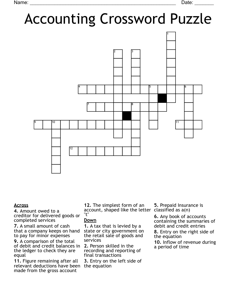 Accounting Crossword Puzzle