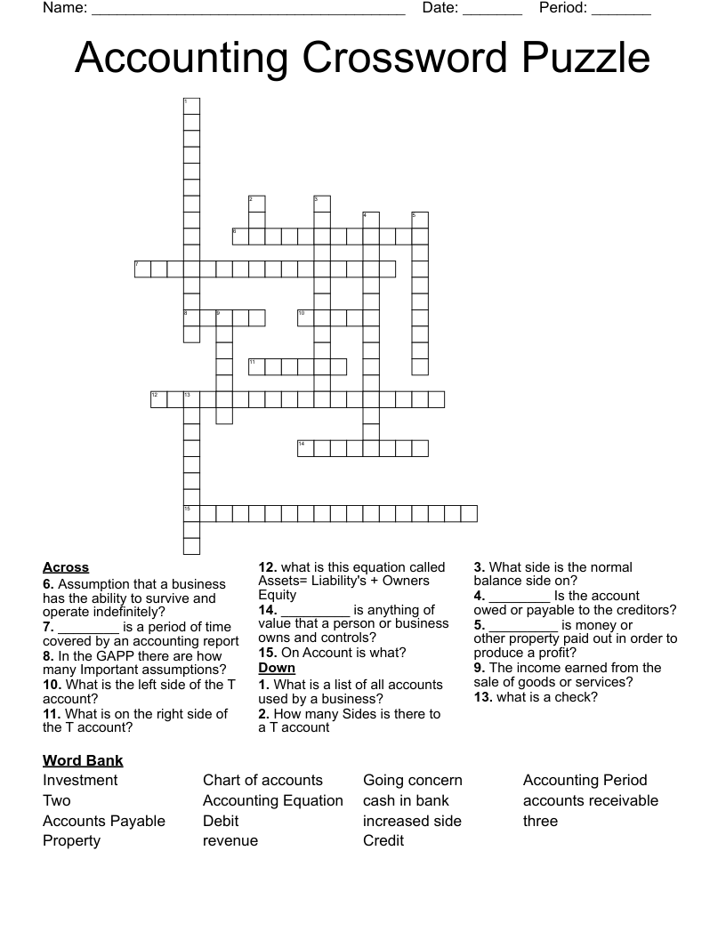Accounting Crossword Puzzle