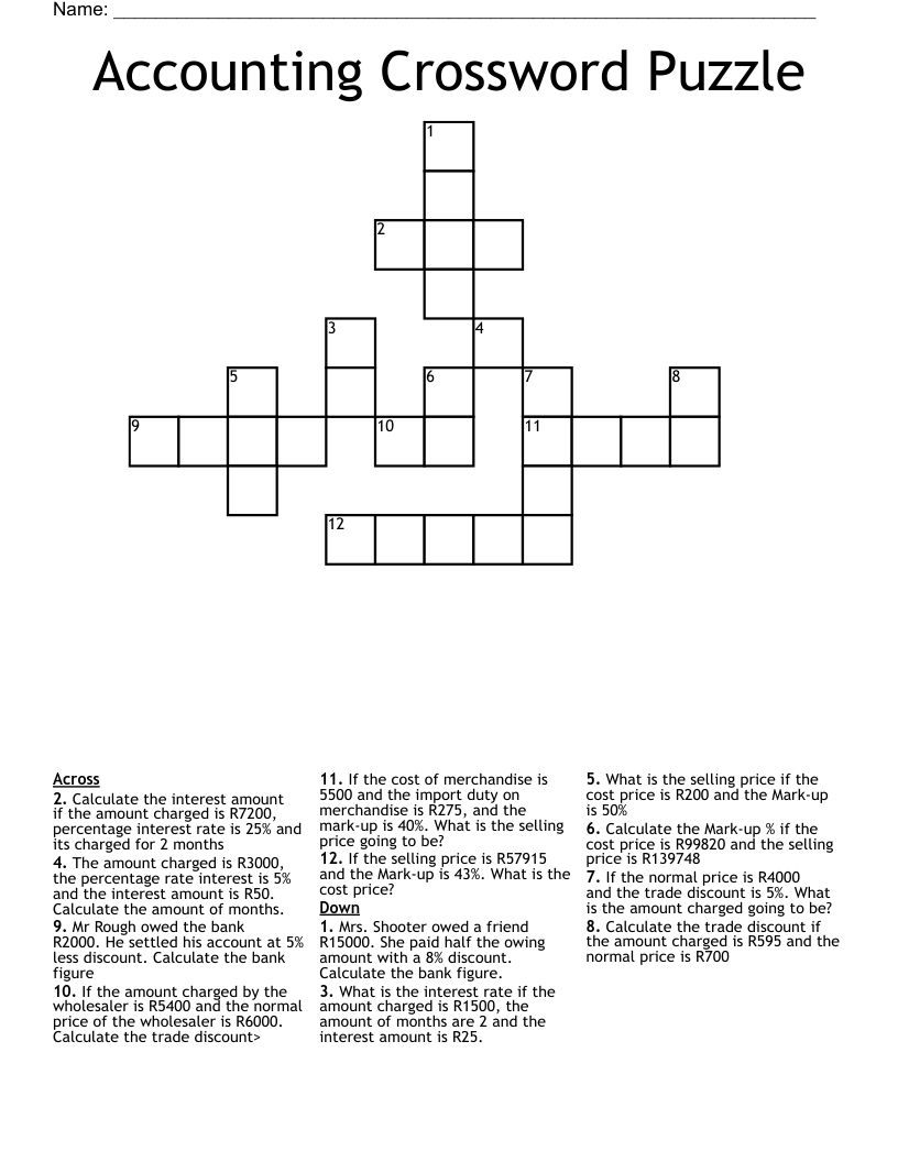 Accounting Crossword Puzzle