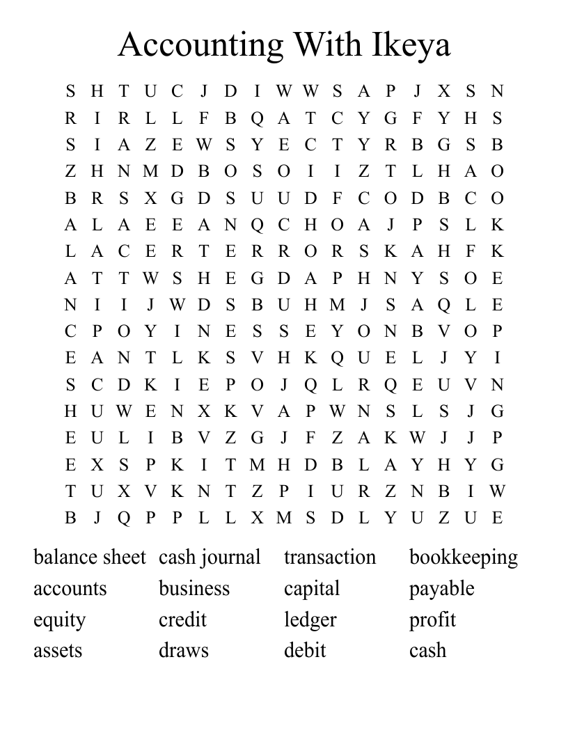 Accounting With Ikeya Word Search
