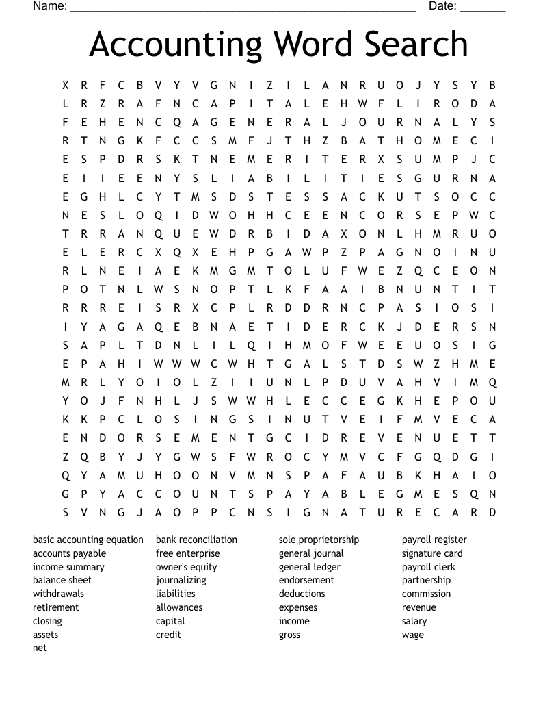 Accounting Word Search
