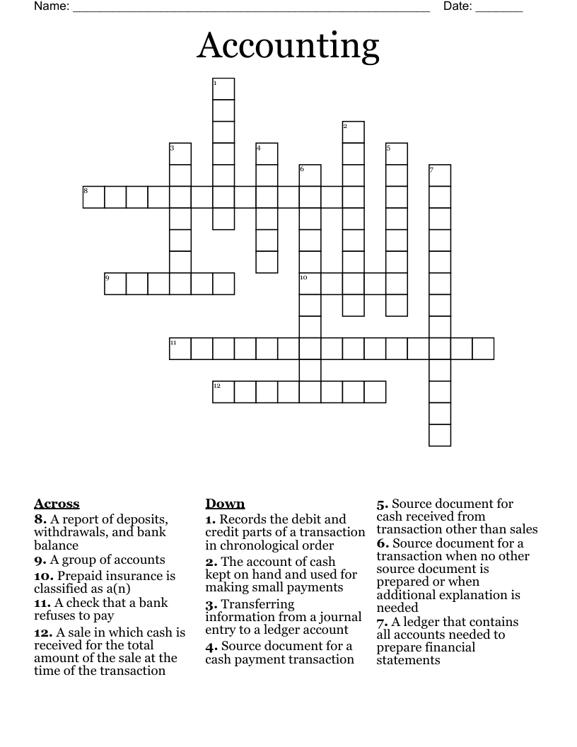 Accounting  Crossword