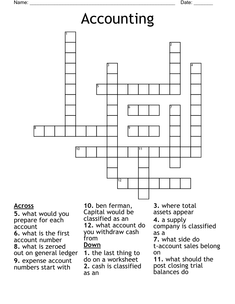 Accounting  Crossword