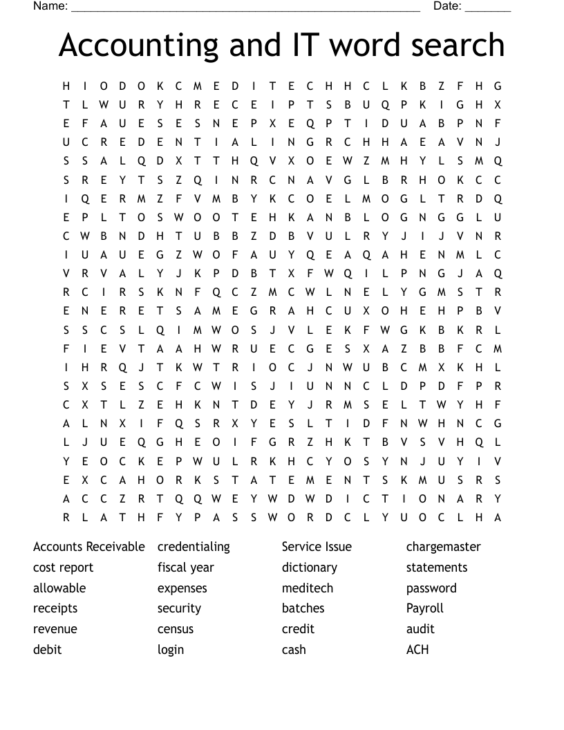 Accounting and IT word search