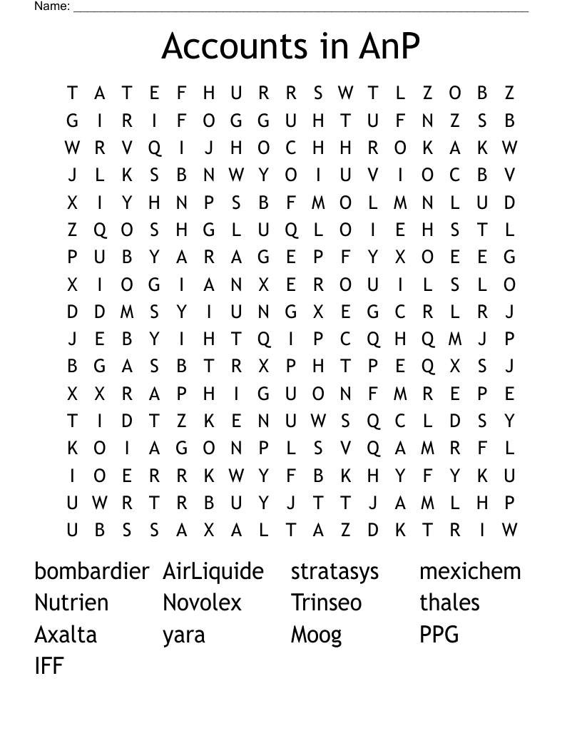 Accounts in AnP Word Search