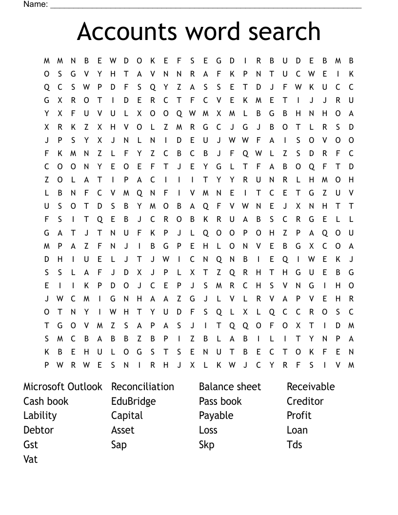 Accounts word search