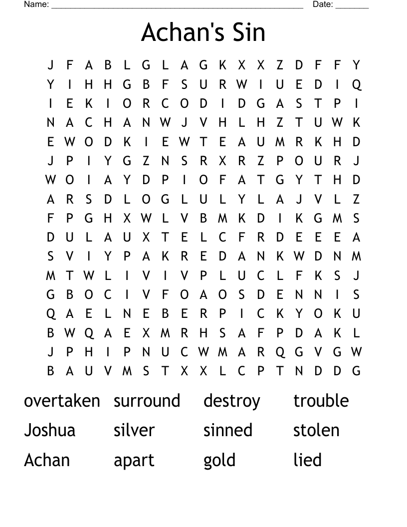 Achan's Sin Word Search