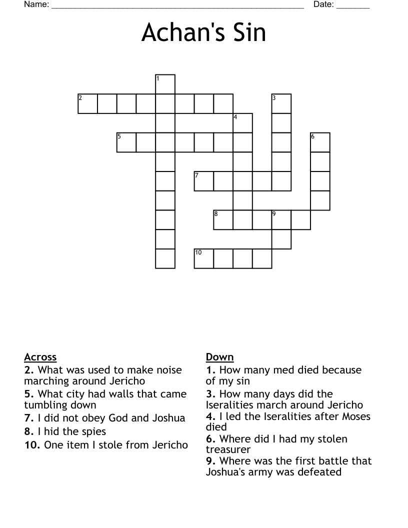 Achan's Sin Crossword