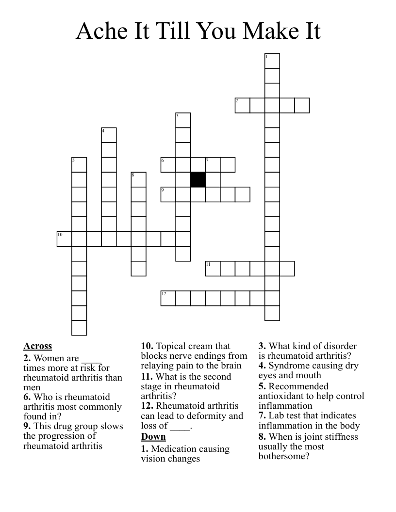 Ache It Till You Make It Crossword