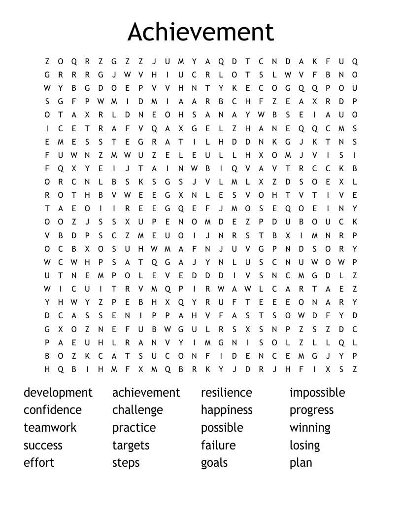 Achievement Word Search