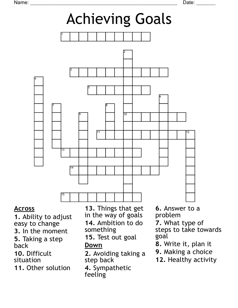 Achieving Goals Crossword